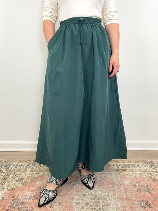 Nylon Maxi Skirt in Elm - The Shoe Hive