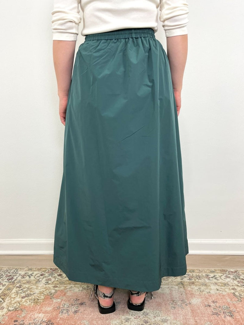 Nylon Maxi Skirt in Elm - The Shoe Hive