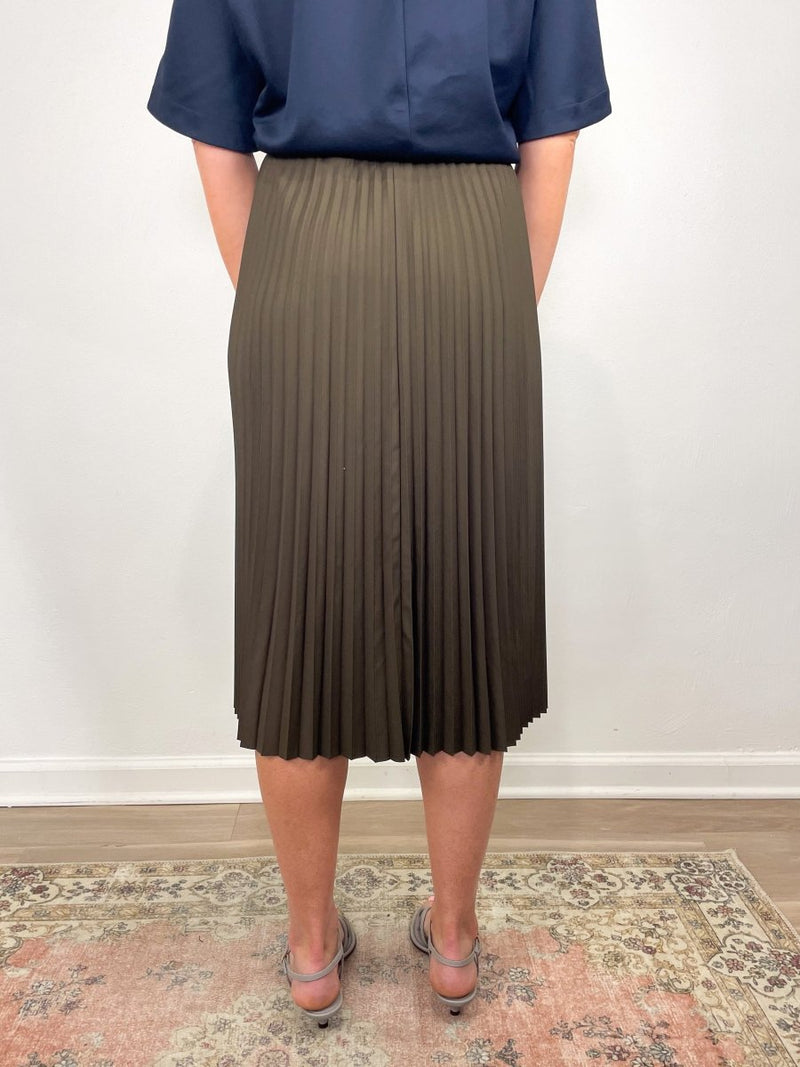 Nylon Pleating Sunray Pullon Skirt in Brown - The Shoe Hive