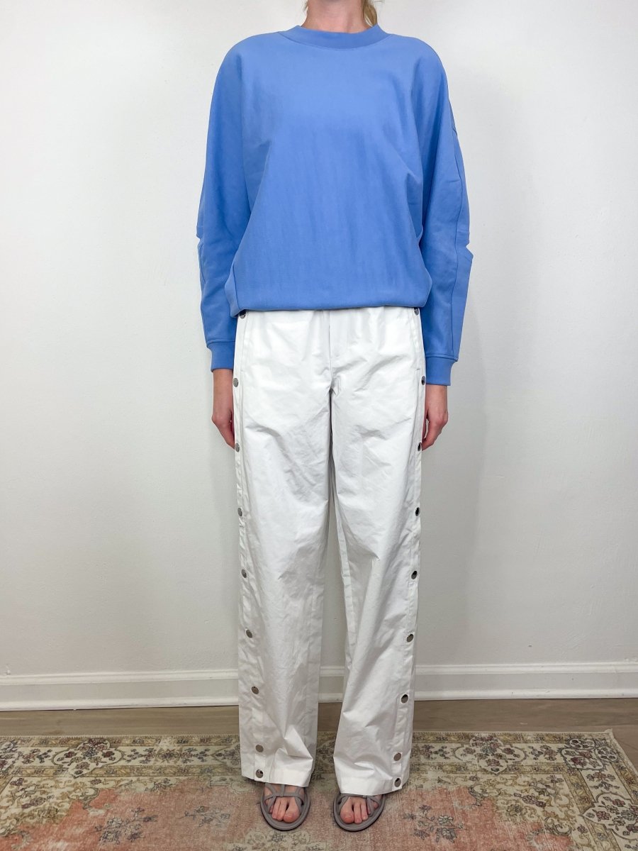 Nylon Snap Pull On Jogger in White exclusive at The Shoe Hive