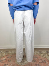 Nylon Snap Pull On Jogger in White - The Shoe Hive