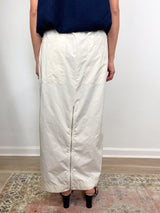 Nylon Zipper Maxi Skirt in Ivory - The Shoe Hive