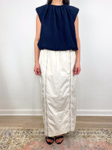 Nylon Zipper Maxi Skirt in Ivory - The Shoe Hive