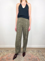 Nylon Zipper Trouser in Dark Taupe - The Shoe Hive