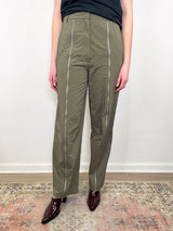 Nylon Zipper Trouser in Dark Taupe - The Shoe Hive