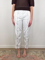 Nylon Zipper Trouser in White - The Shoe Hive