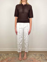 Nylon Zipper Trouser in White - The Shoe Hive