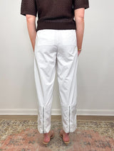 Nylon Zipper Trouser in White - The Shoe Hive
