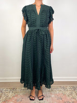 Olga Flutter Sleeve Midi Dress in Cypress - The Shoe Hive