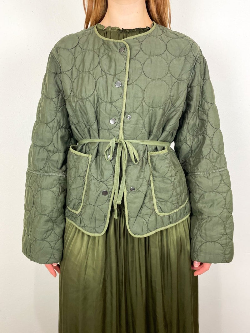 Oliver Quilted Jacket in Olive - The Shoe Hive