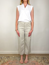 Olivia Popover Collar Tank in White - The Shoe Hive