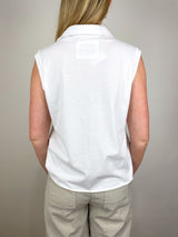 Olivia Popover Collar Tank in White - The Shoe Hive