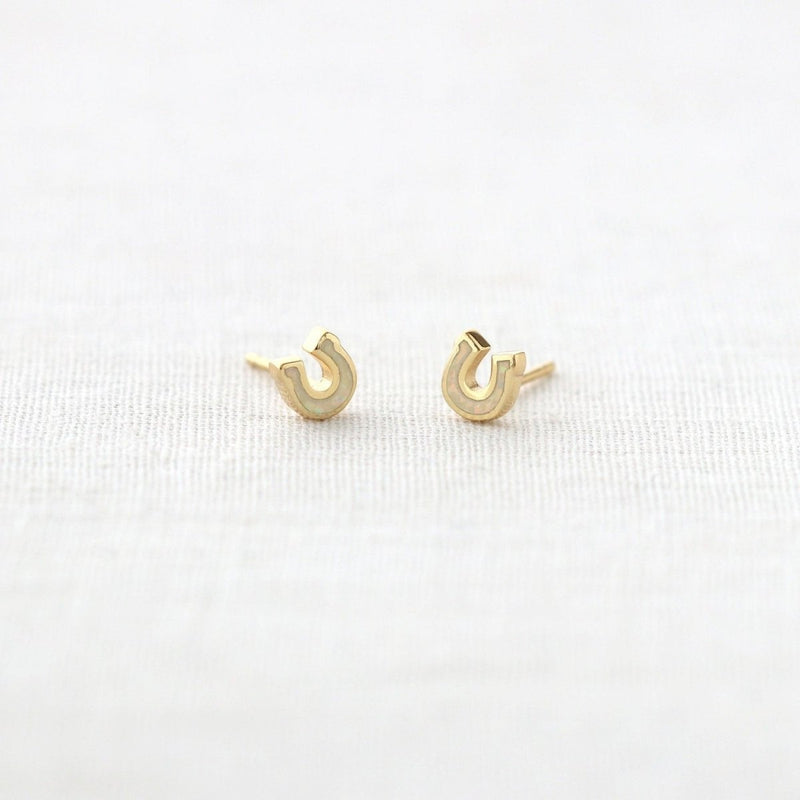 Opal Horseshoe Stud Earrings - The Shoe Hive