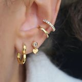 Open Heart Hinged Huggie Hoop Earrings - The Shoe Hive