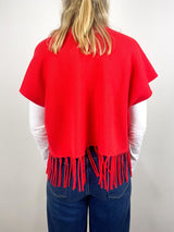 Open Vest Sweater in Maraschino Cherry - The Shoe Hive