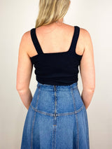 Organic Smocked Tank in Black - The Shoe Hive