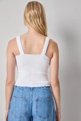 Organic Smocked Tank in White - The Shoe Hive
