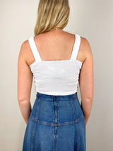 Organic Smocked Tank in White - The Shoe Hive