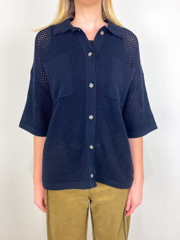 Overshirt with 1/2 Sleeve in Deep Night - The Shoe Hive