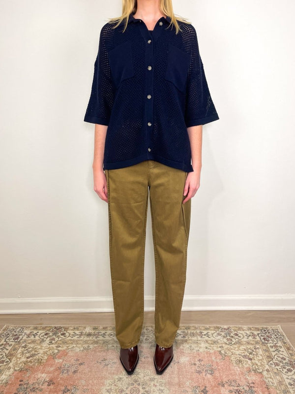 Overshirt with 1/2 Sleeve in Deep Night - The Shoe Hive