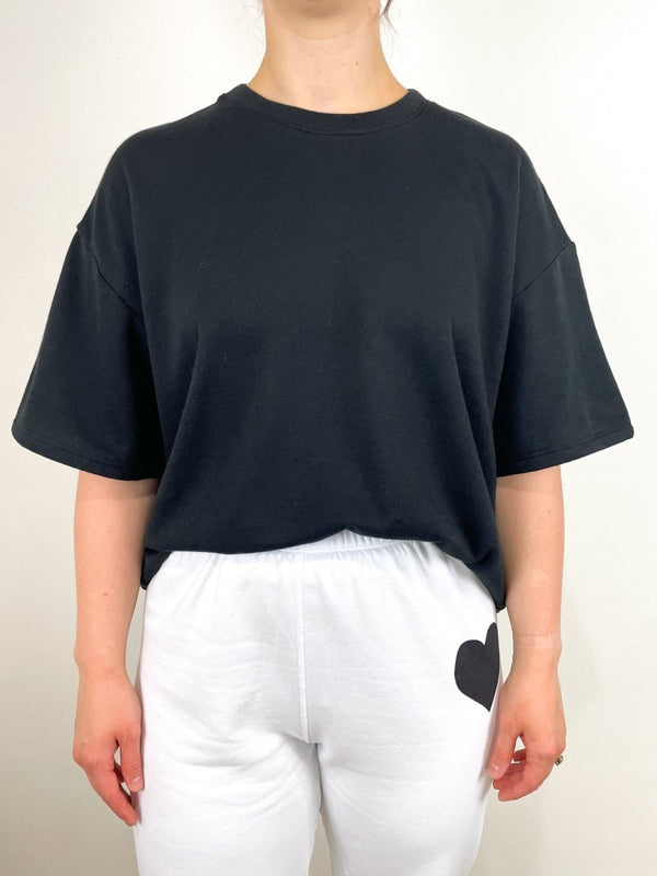 Oversized Cropped Boxy Tee in Black - The Shoe Hive