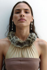 P224 Recycled Silver 18ct Gold Plated FWP & CZ Drop Earrings - The Shoe Hive