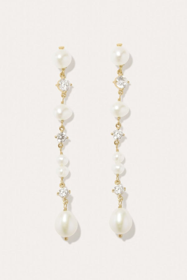 P224 Recycled Silver 18ct Gold Plated FWP & CZ Drop Earrings - The Shoe Hive