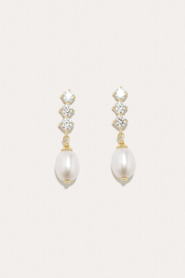 P226 Recycled Silver 18ct Gold Plated Sm Drop Earrings in FWP/CZ - The Shoe Hive