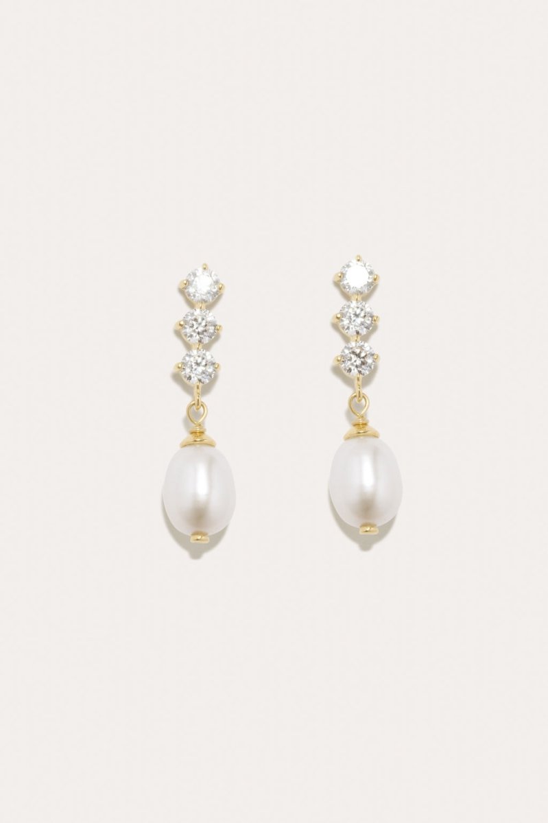 P226 Recycled Silver 18ct Gold Plated Sm Drop Earrings in FWP/CZ - The Shoe Hive