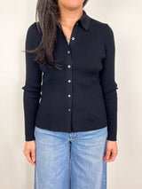 Patricia Sweater in Black Cotton/Silk - The Shoe Hive