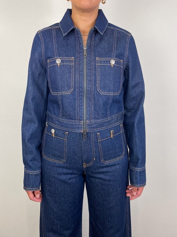 Patty Fitted Long Sleeve Jacke in Indigo - The Shoe Hive