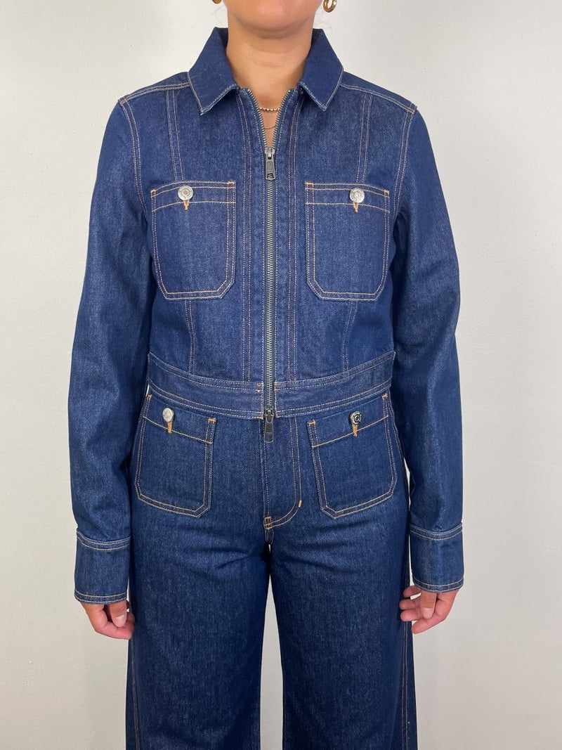Patty Fitted Long Sleeve Jacke in Indigo - The Shoe Hive