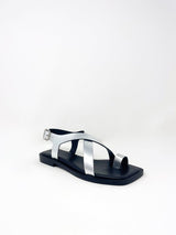 Paxton Sandal in Silver Calf - The Shoe Hive