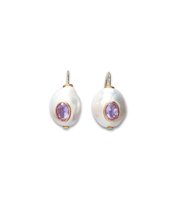 Pearl Pablo Earrings in Pink Amethyst - The Shoe Hive