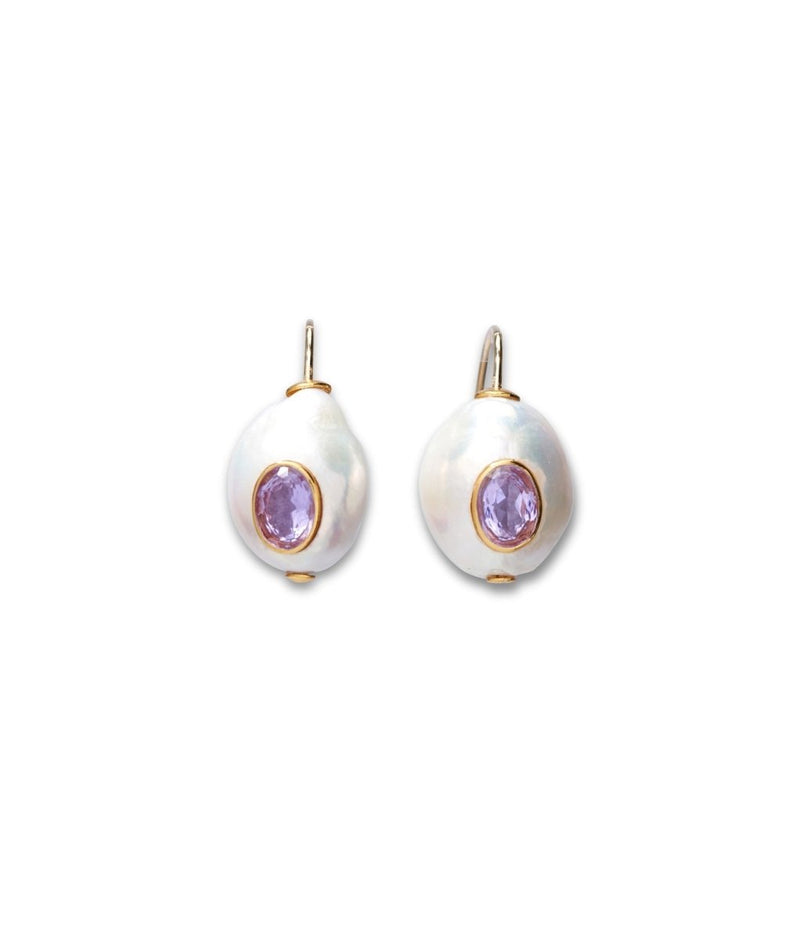 Pearl Pablo Earrings in Pink Amethyst - The Shoe Hive