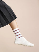 Pencil Stripe Sporty Crew in Cobalt - The Shoe Hive