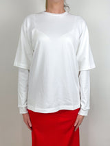 Perfect T Unisex Double Layer LS T-Shirt in White - The Shoe Hive