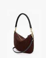 Petit Moyen Messenger in Truffle Suede with Whipstitch - The Shoe Hive