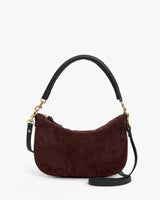 Petit Moyen Messenger in Truffle Suede with Whipstitch - The Shoe Hive