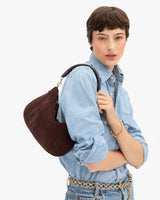 Petit Moyen Messenger in Truffle Suede with Whipstitch - The Shoe Hive
