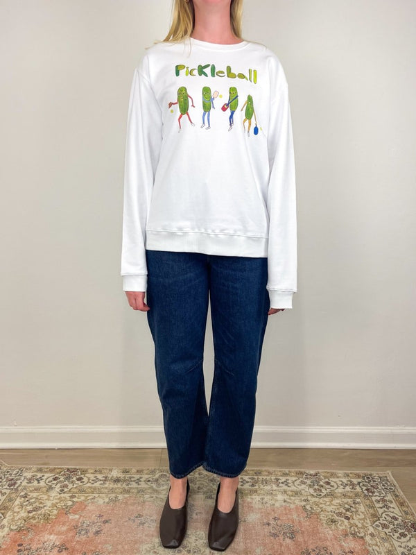 Pickleball Men's Crewneck Sweatshirt in White - The Shoe Hive