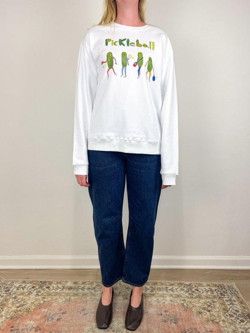 Pickleball Men's Crewneck Sweatshirt in White - The Shoe Hive