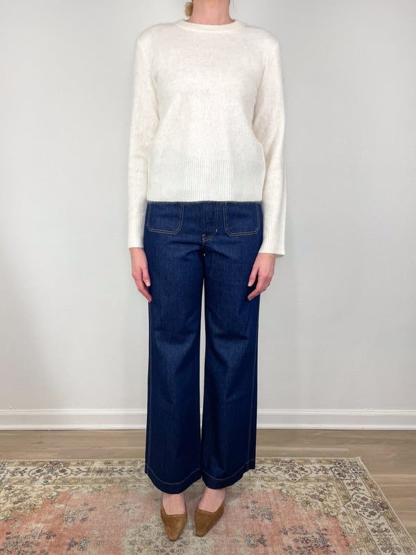 Pippen Brushed Cashmere Pullover in Ivory - The Shoe Hive