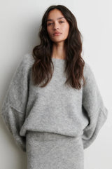 Pollenza Knit Pullover in Light Grey Melange - The Shoe Hive