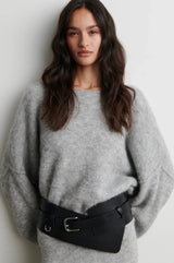 Pollenza Knit Pullover in Light Grey Melange - The Shoe Hive