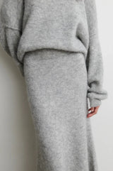 Pollenza Knit Skirt in Light Grey Melange - The Shoe Hive