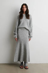 Pollenza Knit Skirt in Light Grey Melange - The Shoe Hive