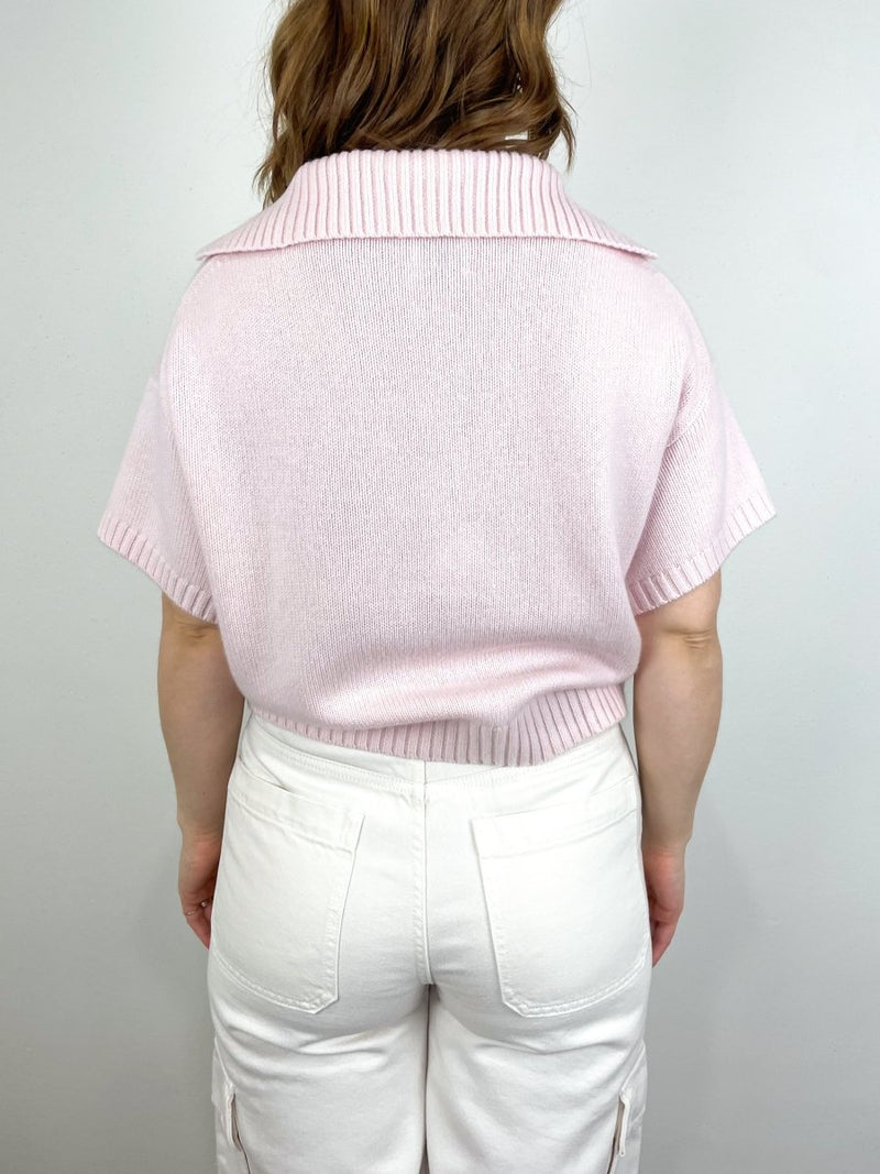 Polo Neck Sweater in Delicate Soft Rose - The Shoe Hive