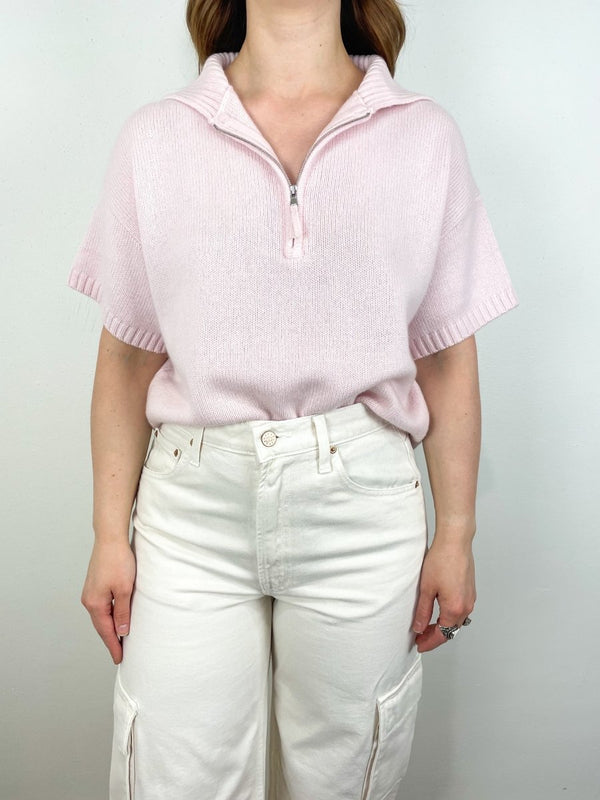 Polo Neck Sweater in Delicate Soft Rose - The Shoe Hive
