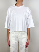 Presley Oversized Crop SS Tee in White - The Shoe Hive